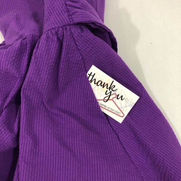 Lauren James Purple Seersucker Minidress Plunge Sz XS - Picture 9 of 10